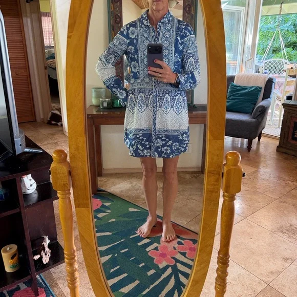 Anthropologie Blue and White Printed Paisley Dress - Picture 3 of 5